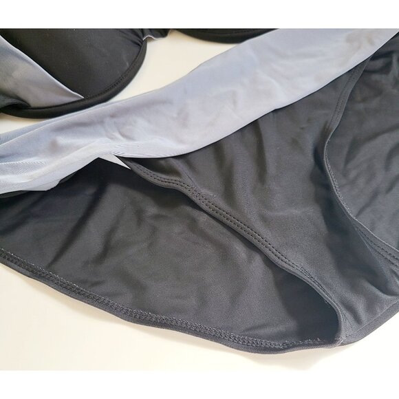 Black & Gray Halter Bikini Set Padded Top Classic Bottom Swimwear Womens Sz 2XL - Picture 7 of 14